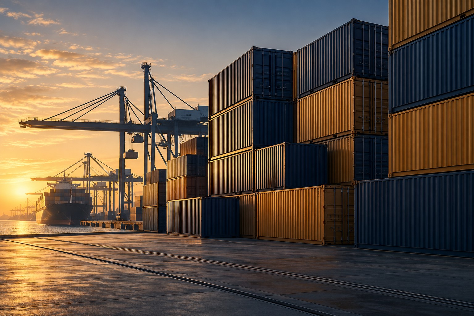 Freight containers at a port, illustrating the logistics vision